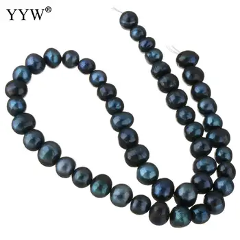 Natūralūs Gėlavandenių Perlų Prarasti Karoliukai juodi 8-9mm Maždaug 0,8 mm Parduotas Už Maždaug 14.5 Colių Kryptis