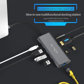 LU USB-C C Tipo 3.1 Splitter 3 Port USB C HUB su Multi USB 3.0 HDMI Adapteris, skirtas 