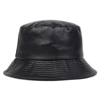 2020 nauja bucket hat dirbtiniais odos kibirą skrybėlės PU medvilnės kietas viršuje vyrų ir moterų mados kibirą kepurė Panama žvejys kepurės