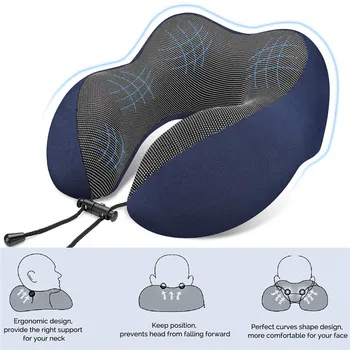 Kelionės saugojimo medvilnės U-formos atminties magnetinės pagalvės audinio sveikatos priežiūros orlaivių pagalvę atminties medvilnės kūrybos kaklo pagalvė