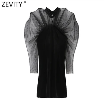 Zevity Naujas 2021 Moterų Sexy Perspektyvos Klostes Akių Siūlai Kratinys Aksomo Slim Mini Suknelė Moterų High Street Šalies Vestido DS4890