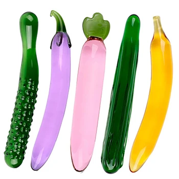 Stiklo Dirbtinės Varpos Tikrovišką Vibratorių Vaisių, Daržovių Formos Moteriška Masturbacija Prietaiso Analinis Kaištis Suaugusiųjų Sekso Žaislai Moterims