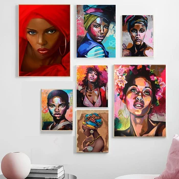 Afrikoje drobės tapybos Sienos Meno Tapybos Nuotraukų, Plakatų ir grafikos Juoda Moteris Ant drobės namų dekoro Sienos Nuotraukas Kambarį
