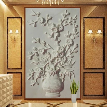 Custom 3D Sienų Freskomis Tapetai, Gėlių Vaza Iškilumo Kambarį Įėjimo Fono Nuotrauką Sienų Tapybą Sienų Dokumentai Namų Dekoro