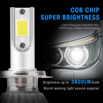 COB (CHIP 2vnt C6 Automobilių Led Žibintų Super Šviesus Toli ir Arti, Lemputės H7, H1 H4 H11 H9 9005 Auto priekiniai Žibintai Labai Ryškumas