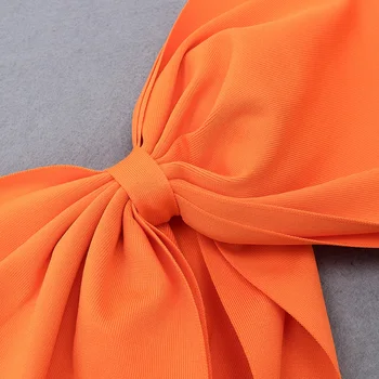 Oranžinė Vasaros Moterų Suknelė 2020 Nauja Seksuali Vieną Petį Ilgomis Rankovėmis Lankas Įtemptas Tinka Padalinti Klubas Įžymybė Šalies Bodycon Tvarstis Suknelė
