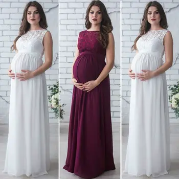 Nėščioms Moterims Suknelė Pavasarį, Vasarą, Rudenį Long Sleeve Lace Vien Motinystės Suknelė Maxi Suknelė Fotografijos Rekvizitai