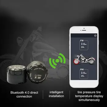 Motociklo Bluetooth Padangų Slėgio Stebėjimo Sistema Su 2 Jutikliai, LCD Ekranas atsparus Vandeniui Anti-Theft Funkciją Motociklai