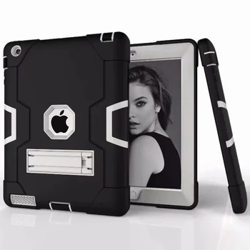 Naujas Šarvai Case For iPad 2 3 4 Funda Vaikai Saugiai Sunkiųjų Silikono Hard Cover For Apple ipad 234 9.7 colių Tablet Atveju+filmas+rašiklis