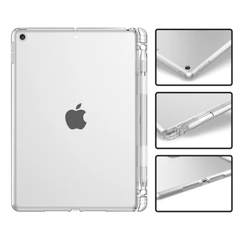 Case for iPad 9.7 Oro 2/1 10.5 Atveju Skaidrios TPU Planšetinio kompiuterio Dangtelis Funda iPad 10.2 2019 Pro 11 10.5 Mini 3 su Pieštukas Turėtojas