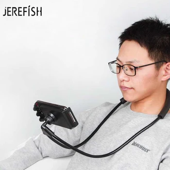 JEREFISH Tingus Universalus Laikiklis Lankstus Tingus Kabinti ant Kaklo Selfie Telefono Laikiklį Pasukti 360 Stovas 