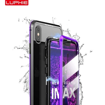 LUPHIE 360 Visiškai Apsaugoti Priekiniai Galinio Stiklo Telefono dėklas Skirtas iPhone XS Max XR atsparus smūgiams Metalo, Aliuminio Rėmas Atveju iPhone XS X