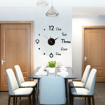 Sieniniai Laikrodžiai Žiūrėti 3D Sienų Lipdukai Namų Dekoro lipni Kvarciniai Laikrodžiai Kambarį Akrilo Didelis Modernaus Dizaino Sieninis Laikrodis