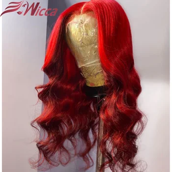 Ombre Išryškinti Raudona Spalva 13x6 Nėriniai Priekiniai Žmogaus Plaukų Perukai Prieš Nupeštos 180% Brazilijos Remy Plaukų Moteris Glueless Nėriniai Perukas