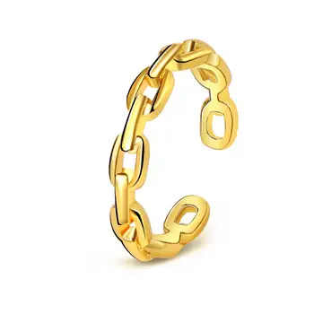 JEI MAN Unisex Gotikos Stambusis Nuorodą Grandinės Formos Žiedas, skirtas Moterims, Vyrams, Geometrinis Aukso Sidabro Spalvos Metalo Piršto Žiedai, bižuterijos