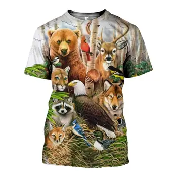 Gyvūnų tinginys / ape / elnių 3D Atspausdintas vyrų marškinėliai Harajuku Mados Trumpas rankovės marškinėliai vasaros gatvės Atsitiktinis Unisex marškinėlius viršūnės