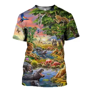 Gyvūnų tinginys / ape / elnių 3D Atspausdintas vyrų marškinėliai Harajuku Mados Trumpas rankovės marškinėliai vasaros gatvės Atsitiktinis Unisex marškinėlius viršūnės