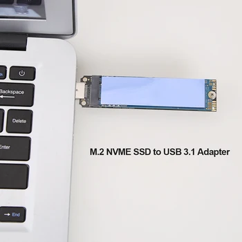 NVMe į USB Adapteris 10Gbps M. 2 M2 SSD į USB 3.1 Gen 2 Tipo Kortelės NGFF PCIe Pagrįstas Klavišą M Kietąjį Diską Keitiklį Skaitytuvas