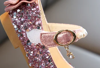 Vaikų princess bateliai mergaitėms šokių bateliai butas sandalai suknelė violetinė vaikų odos blizgučiai kristalų batai puotą