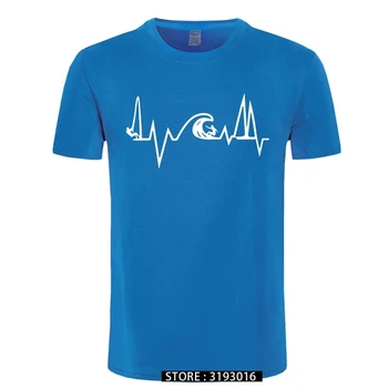 Jūros širdies naršyti gyvenimo T marškinėliai vyrams Buriavimo elektros impulsų juokinga T-shirt jaunimo Laisvalaikio prekės marškinėlius Plius dydis