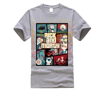 Rick & Morty GTA 5 Stiliaus Marškinėliai Medvilnė, Plius Dydis-trumpomis Rankovėmis Rožinė T-Shirt Apvalus Apykaklės, Vintažinės Spausdinimo Tees XXXXXL