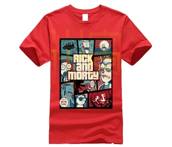 Rick & Morty GTA 5 Stiliaus Marškinėliai Medvilnė, Plius Dydis-trumpomis Rankovėmis Rožinė T-Shirt Apvalus Apykaklės, Vintažinės Spausdinimo Tees XXXXXL