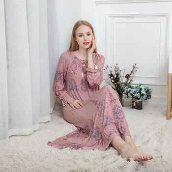 Moterų naktiniai drabužiai Plius dydis seksualus sleepwear pavasario vasaros Modalinio ir Medvilnės naktį suknelė pižamą miega rožinė suknelė пижама 2020 m.