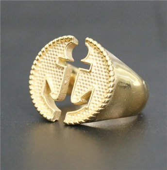 Dydis nuo 7 iki 13 Turo Iškilimų Inkaro Žiedas 316L Nerūdijančio Plieno Vyrai Moterys Aukso Mados Juoda Atvira Stiliaus USMC Jūreivis Inkarą Žiedas