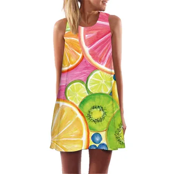 Moterų Berankovis O-Kaklo Bakas Trumpą Suknelę 2020 Metų Vasaros Naują 3D Degital Spausdinti Atsitiktinis Palaidų Mini Elegantiškas Paplūdimio Atostogų Sundress Mujer