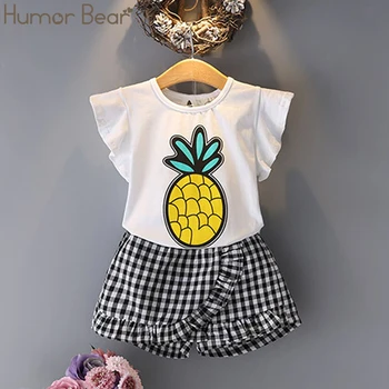 Humoro Lokys 2020 M. Nauja Baby Girl drabužiai Nustatyti Drabužius Kūdikiui Mergaičių Vasaros Nustatyti Vaikų Drabužių Rinkinį, Ananasų spausdinti