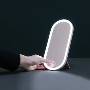 Kelionės Makiažas Atveju Nešiojamų Kosmetikos Organizatorius Laikymo Dėžutė Su LED Apšviesti Veidrodžio Dangtelis