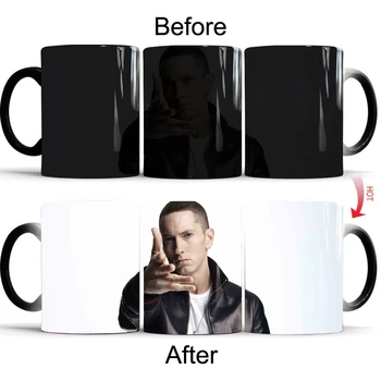 Eminem Keramikos Magija Spalvų Kaita, Pienas, Kava, Arbata, Puodelis Karšto Šalto Karščiui Jautrus Puodelis-Geriausia Dovana