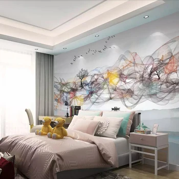 Milofi užsakymą tapetai, freskos šiaurės originalios abstrakčios rašalo, dūmų, TV foną, sienų apdaila dažymas dekoratyvinis tapetai
