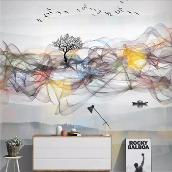 Milofi užsakymą tapetai, freskos šiaurės originalios abstrakčios rašalo, dūmų, TV foną, sienų apdaila dažymas dekoratyvinis tapetai