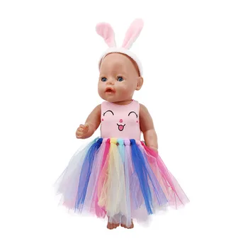 Mielas Ir Saldus Velykinis Staigius Su Smiley Veido Suknelė Ir Tiulio Sijonas Yra Trijų dalių Komplektas Tinka 18 Colių Amerikos 43cm Baby Doll
