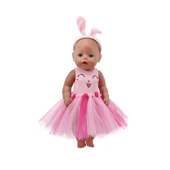 Mielas Ir Saldus Velykinis Staigius Su Smiley Veido Suknelė Ir Tiulio Sijonas Yra Trijų dalių Komplektas Tinka 18 Colių Amerikos 43cm Baby Doll