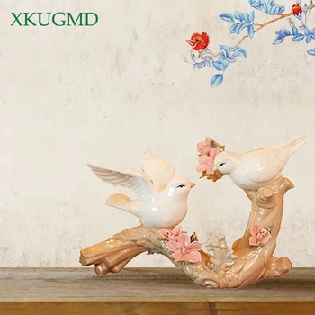 Paukščių Keramikos Ornamentais Dažytos Gyvūnų Skulptūros Filialai Gėlių Darbastalio Amatų Office Sėkmės Papuošalai, Namų Dekoracijos