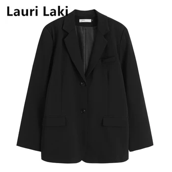 Lauri Laki Juodas Elegantiškas Švarkas Kailis Moterų Plius Dydis Derliaus Office Lady Viena Breasted Švarkas Švarkas Rudenį 2020 Outwear