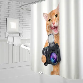 180X180CM Dušo Užuolaidos Vonios Vandeniui Poliesterio Vonios Užuolaidų Funny Cat Spausdinimo Dušo Užuolaidos Vonios Ekrano