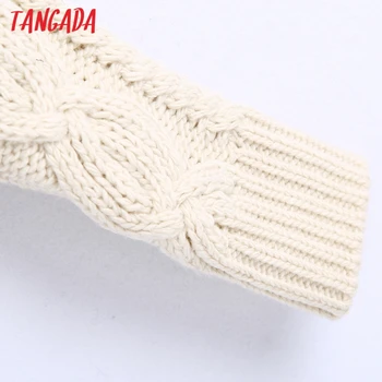 Tangada Moterų Derliaus Dirbtiniais Kailiais Apykaklės Twist Apkarpytos Cardigan Megztinis, Vintage Megztinis ilgomis Rankovėmis Mygtukai Moterų Elegantiškos Viršų BE348