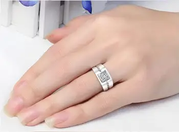 925 sterlingas sidabro romantiška blizga kristalų mėgėjams'wedding pora reguliuojamas moterų žiedai piršto žiedą, didmeninė papuošalai vyrams dovana