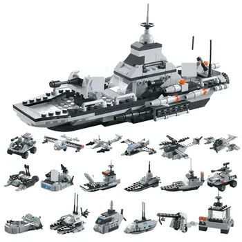 472Pcs NENUGALIMAS MŪŠIŲ Karo Plytų karinio jūrų LAIVYNO Karinės ARMIJOS Bombonešis Modelio Blokai Rinkiniai, Rinkiniai Švietimo Žaislai Vaikams