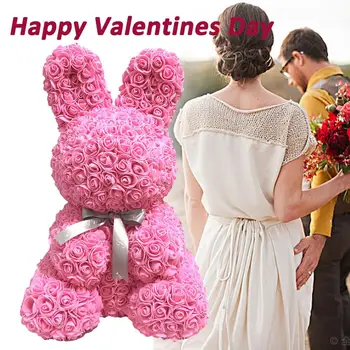 Valentino Dienos Dovana 37cm Rose Rabbit Rožių Gėlių Dirbtinių Apdailos Valentino Dienos, Gimtadienio, Vestuvių Dekoravimas Dovana