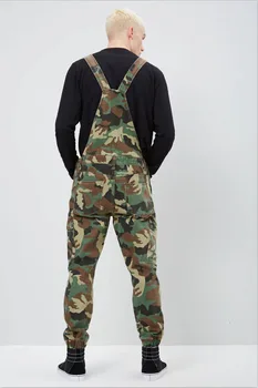Vyrų Mados Bendras Džinsai Armijos Prarasti Kamufliažas Džinsinio Jumpsuit Streetwear Kišenėje Suspender Kelnės Kelnės Peto Vaquero Hombre
