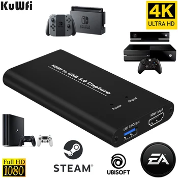 KuWFi 4K Vaizdo įrašymo USB3.0 USB Video Capture Card Dongle Žaidimas Streaming Live Stream Transliacijos su MICinput
