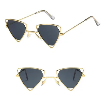 2019 Trikampis Akiniai nuo saulės Moterims Oculos Naujas Vintage akiniai ažūrinės figūrinių Metalo rėmelis, aukso reg juoda Punk saulės akiniai Vyrų okulary