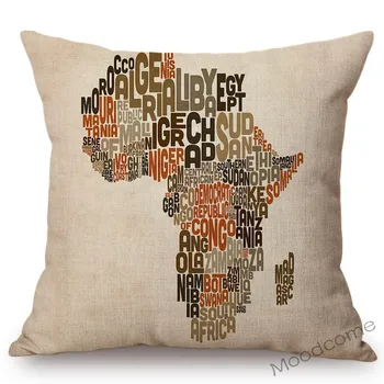 Afrikos Žemėlapis Meno Juoda Moteris Egzotinių Apdaila Meno Namų Mesti Pagalvės Užvalkalą Medvilnės Skalbiniai Aikštėje Pagalvėlė Padengti Didmeninė Dropshipping