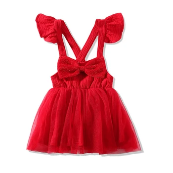 Vaikų Suknelė Švenčių Mergaičių Suknelės Vaikams Raudona Camisole Drugelis Princesė Drabužių Medvilnės Kalėdų Kombinezonai Drabužius Mergina
