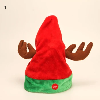 5 Pasirinkimą Muzikos Bell Kalėdų Santa Tika Skrybėlę, Dainavimo, Šokių Juda Elektros Tika Skrybėlę Pliušinis Suaugusiųjų Skrybėlė, Žiemą Šilta Gif
