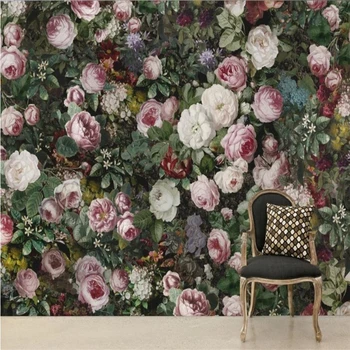 Beibehang Retro gražus gėlių Užsakymą 3D sienų tapetų Freskos Foto Tapetai Sienos Popieriaus Gyvenamasis Kambarys su Sofa-lova, TV Foną